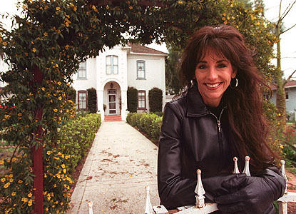 Martha in front of the Hooper House.